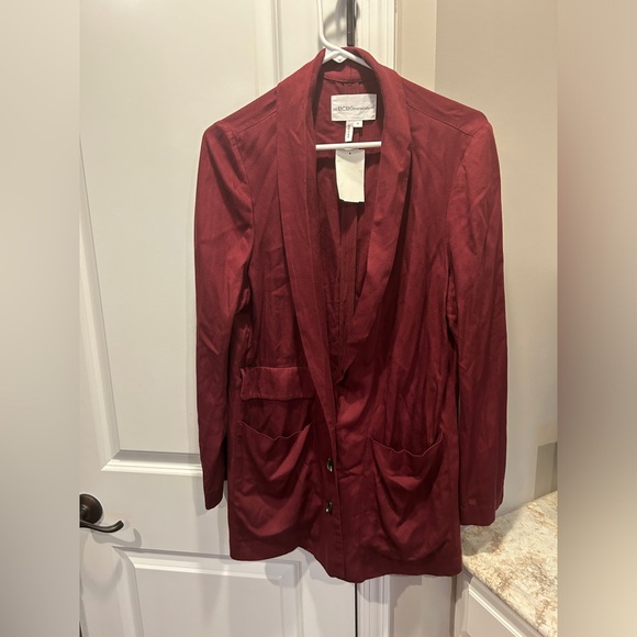 BCBGeneration Burgundy Knit Blazer Jacket Size Medium Dark Red NEW - Picture 1 of 9
